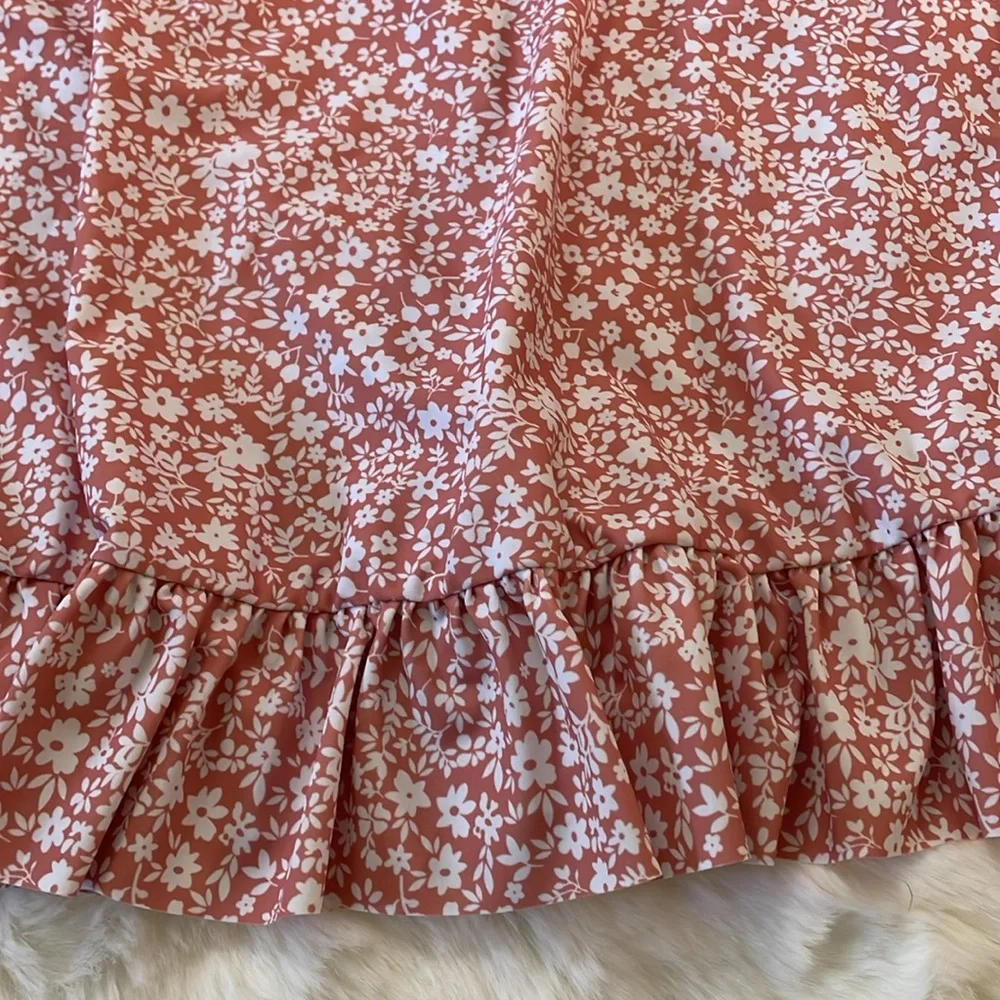 Women’s swim skirt Floral Ruffle Hem Pink 3XL